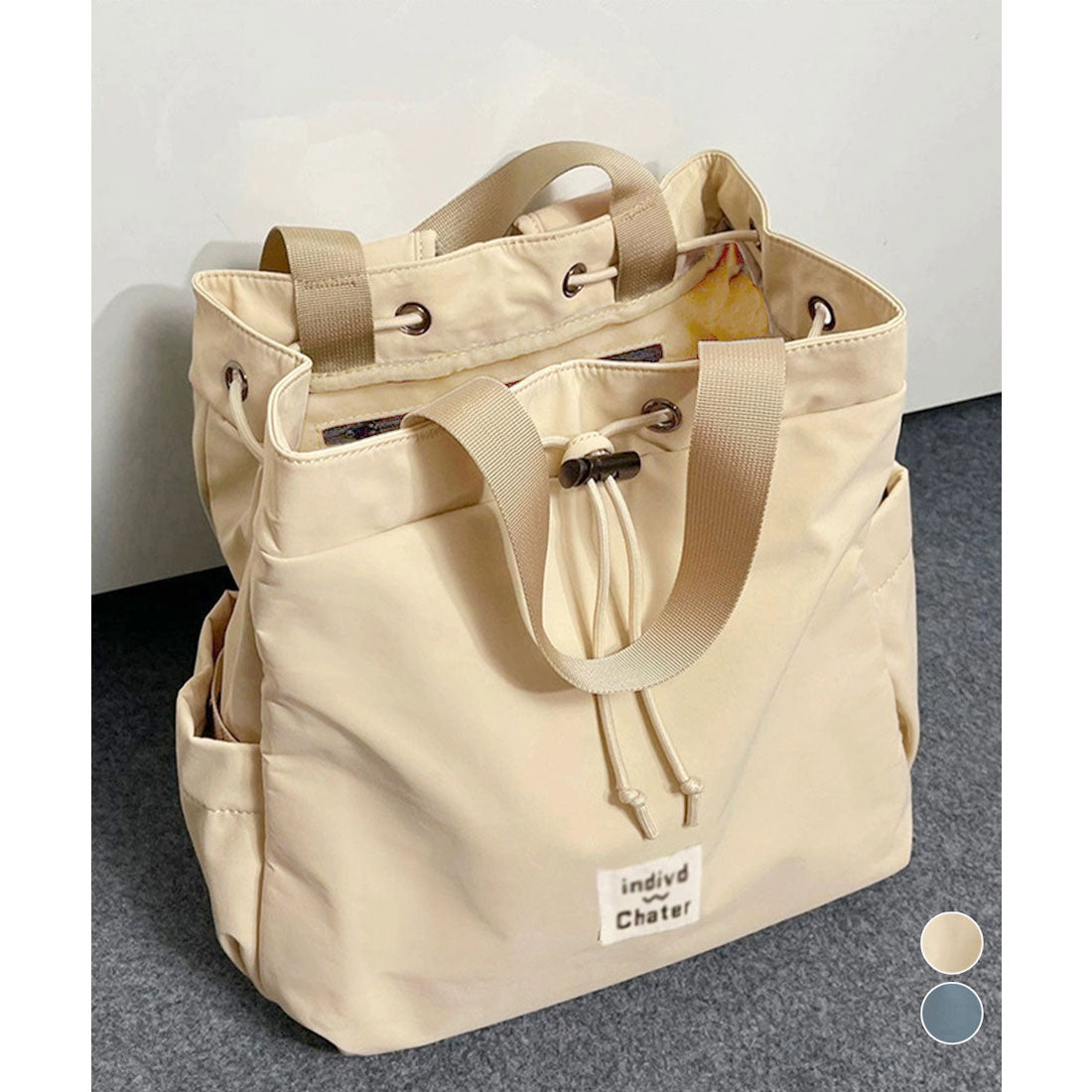 ミニミニストア miniministore ナイロンリュック 巾着トートバッグ韓国風 (サックスブルー) サックスブルー