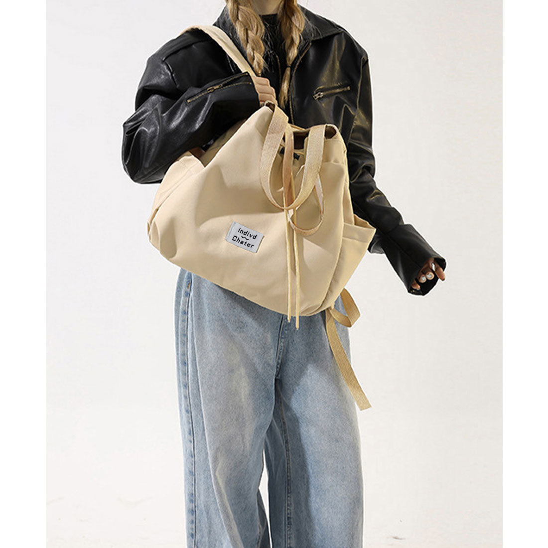 ミニミニストア miniministore ナイロンリュック 巾着トートバッグ韓国風 (サックスブルー) サックスブルー