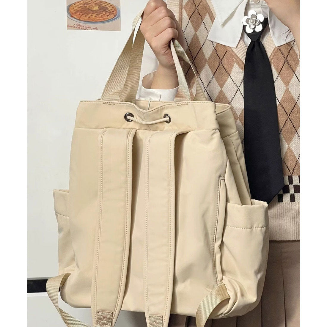 ミニミニストア miniministore ナイロンリュック 巾着トートバッグ韓国風 (サックスブルー) サックスブルー