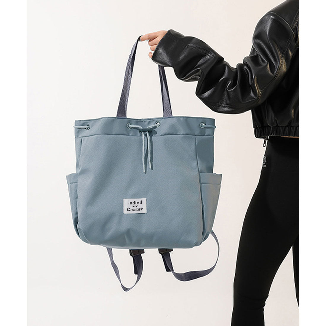 ミニミニストア miniministore ナイロンリュック 巾着トートバッグ韓国風 (サックスブルー) サックスブルー