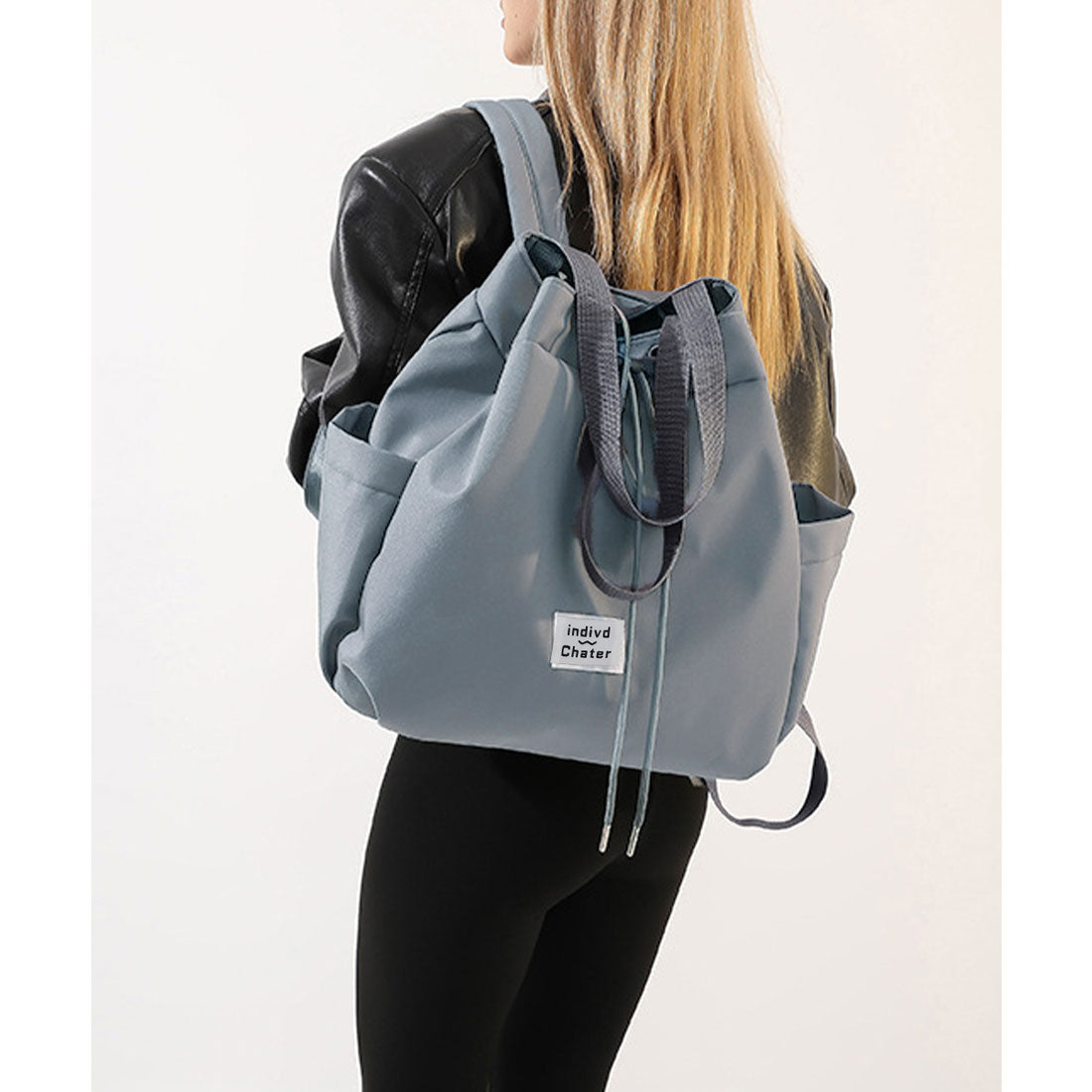 ミニミニストア miniministore ナイロンリュック 巾着トートバッグ韓国風 (サックスブルー) サックスブルー