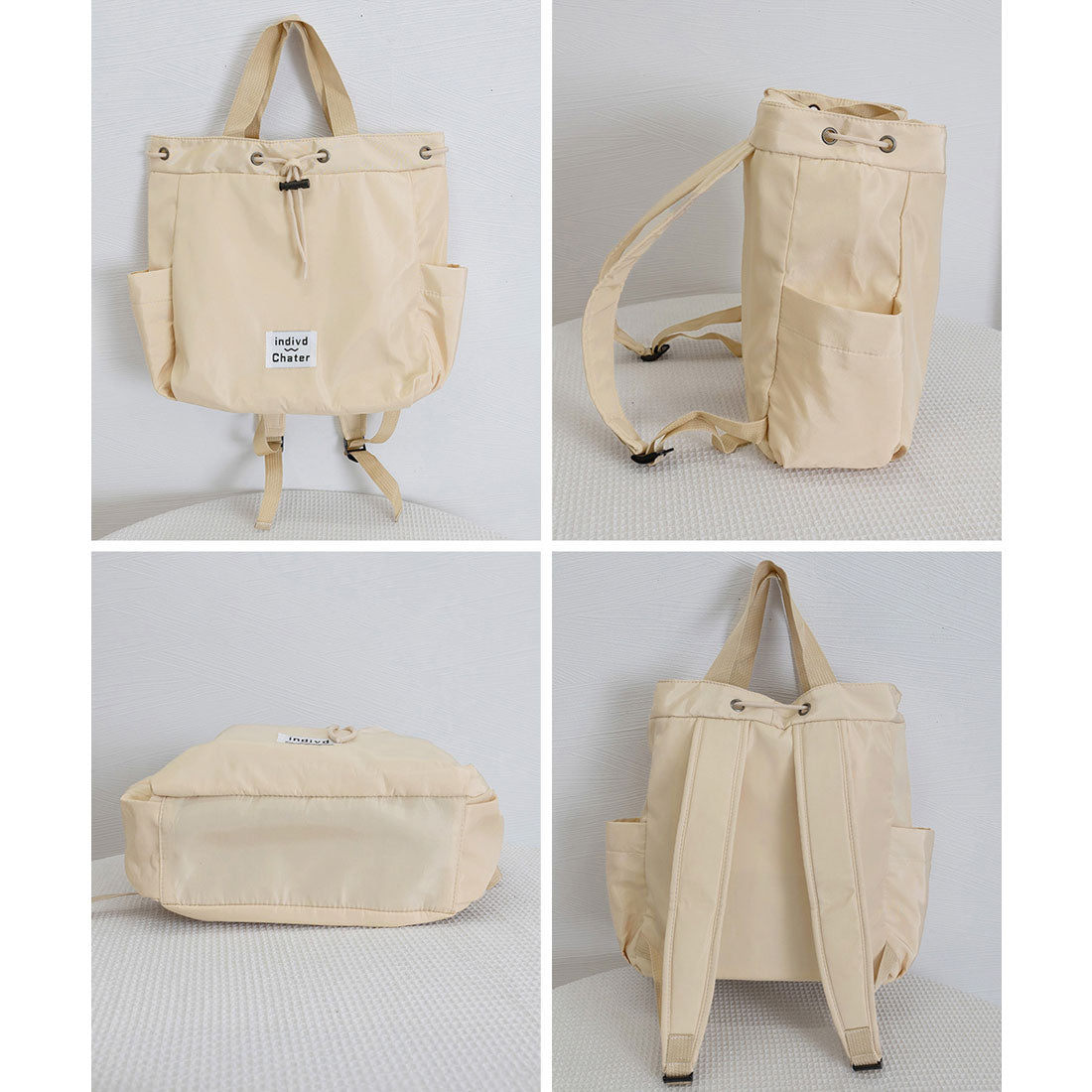 ミニミニストア miniministore ナイロンリュック 巾着トートバッグ韓国風 (サックスブルー) サックスブルー