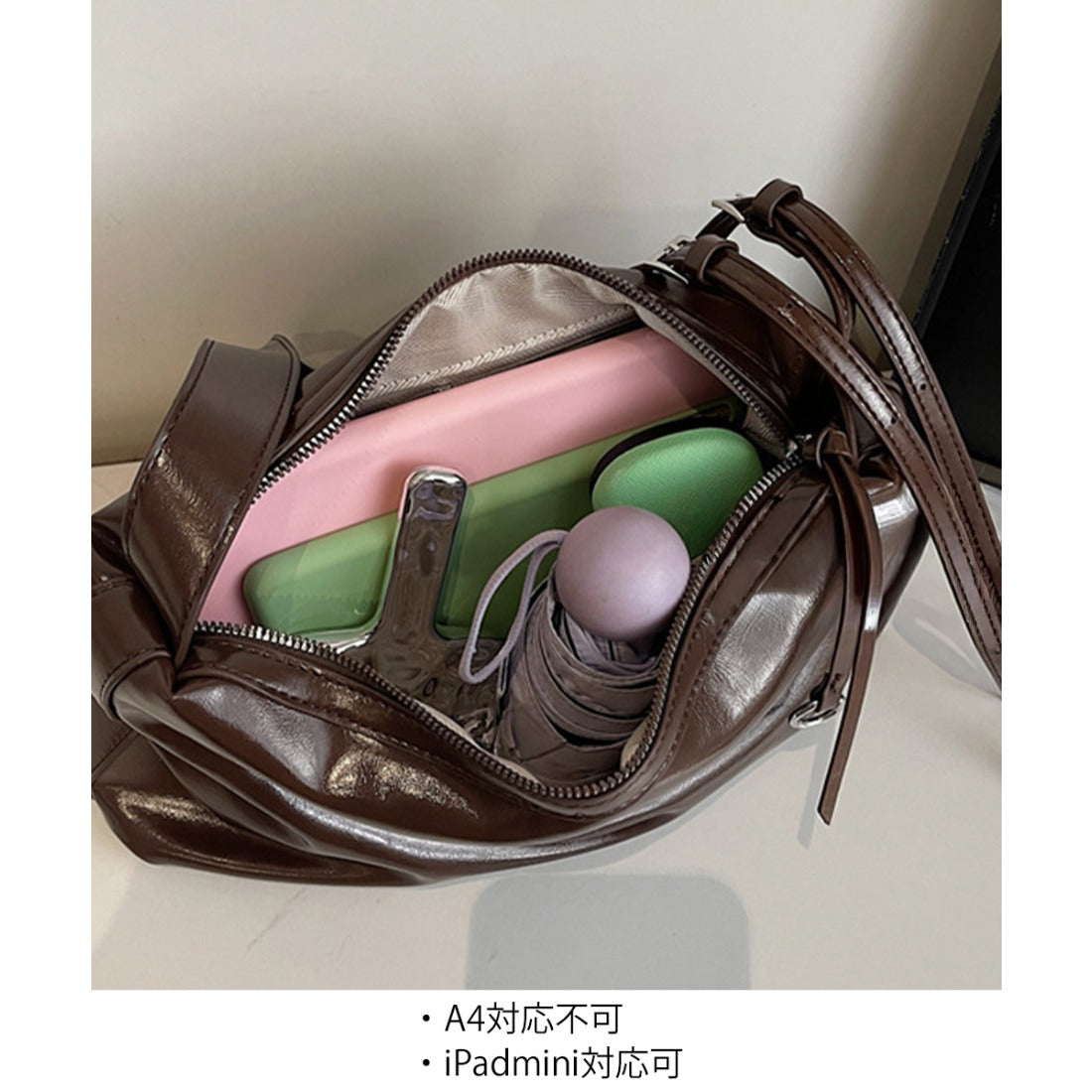 ミニミニストア miniministore ワンショルダーバッグ 大容量PUレザー鞄 (ブラウン) ブラウン