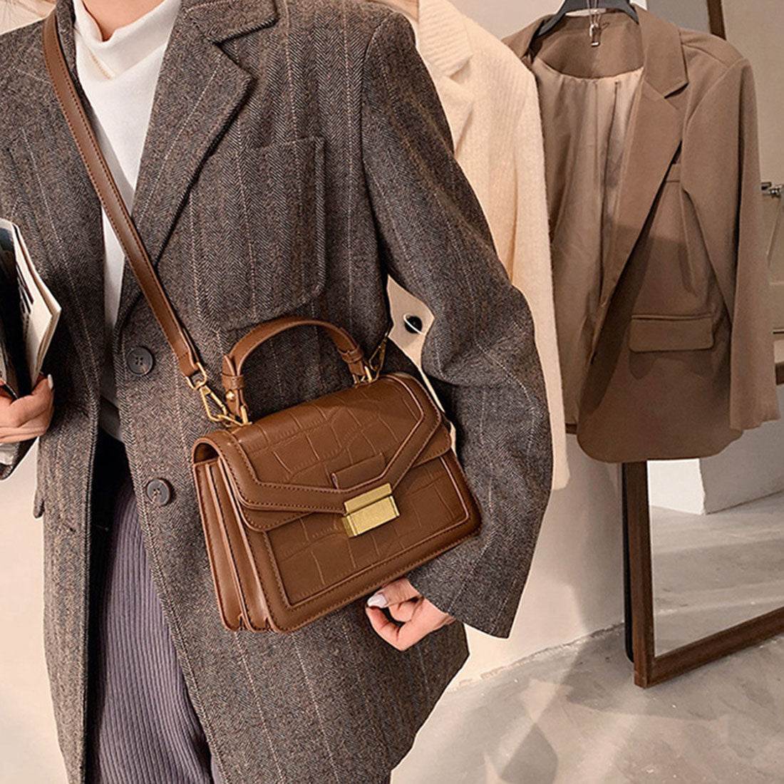 クロコ型押し ショルダーバッグ 韓国風