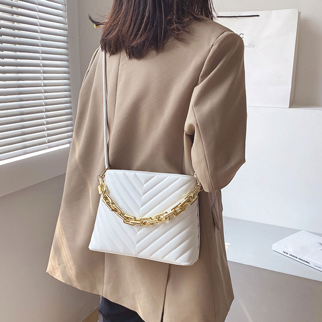 ショルダーバッグ PUレザー 2way,ホワイト