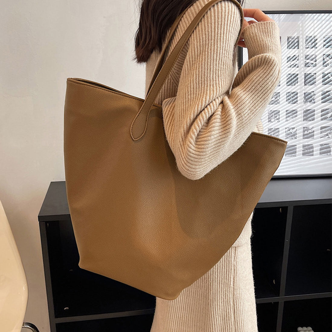 PU皮革手提袋大容量復古