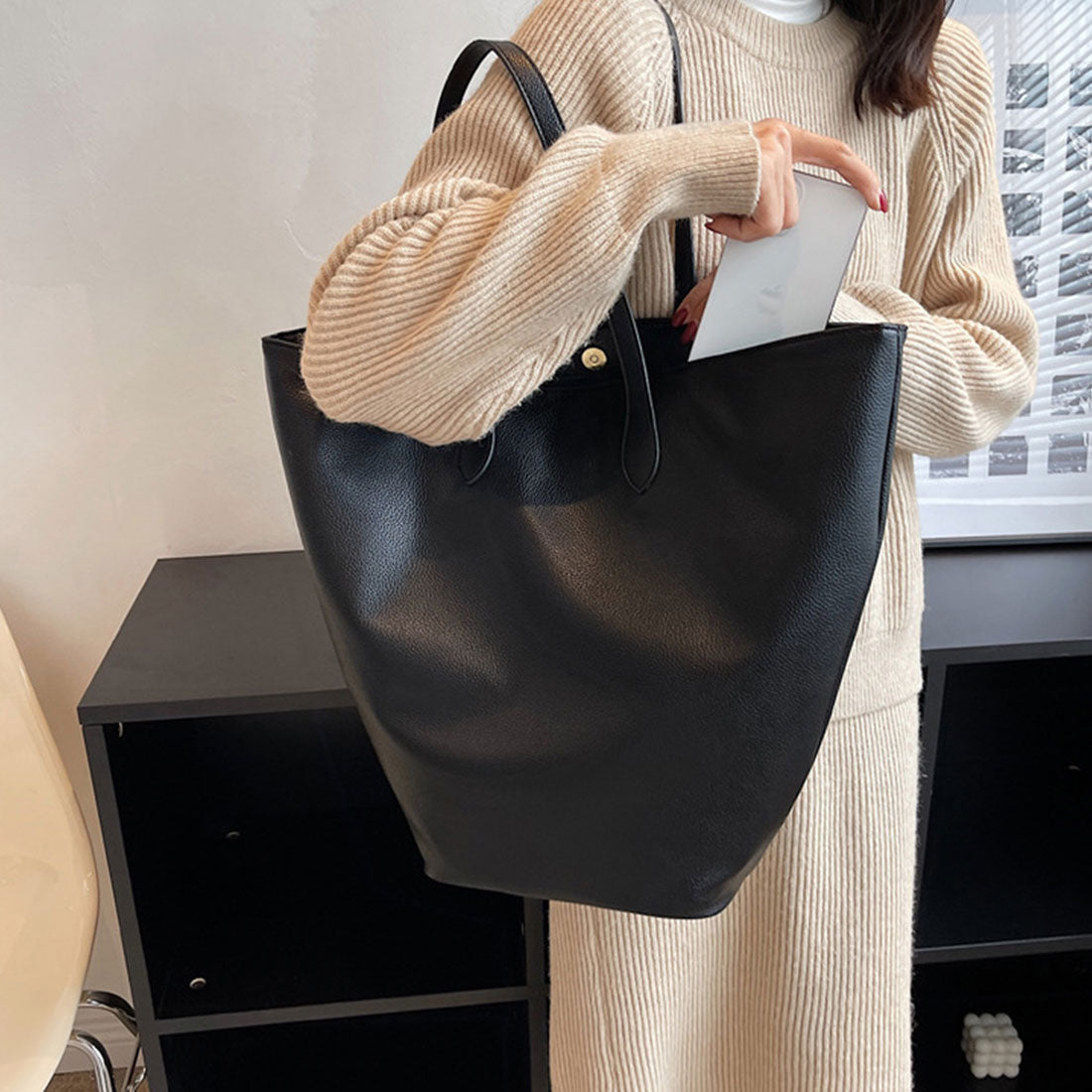 PU皮革手提袋大容量復古