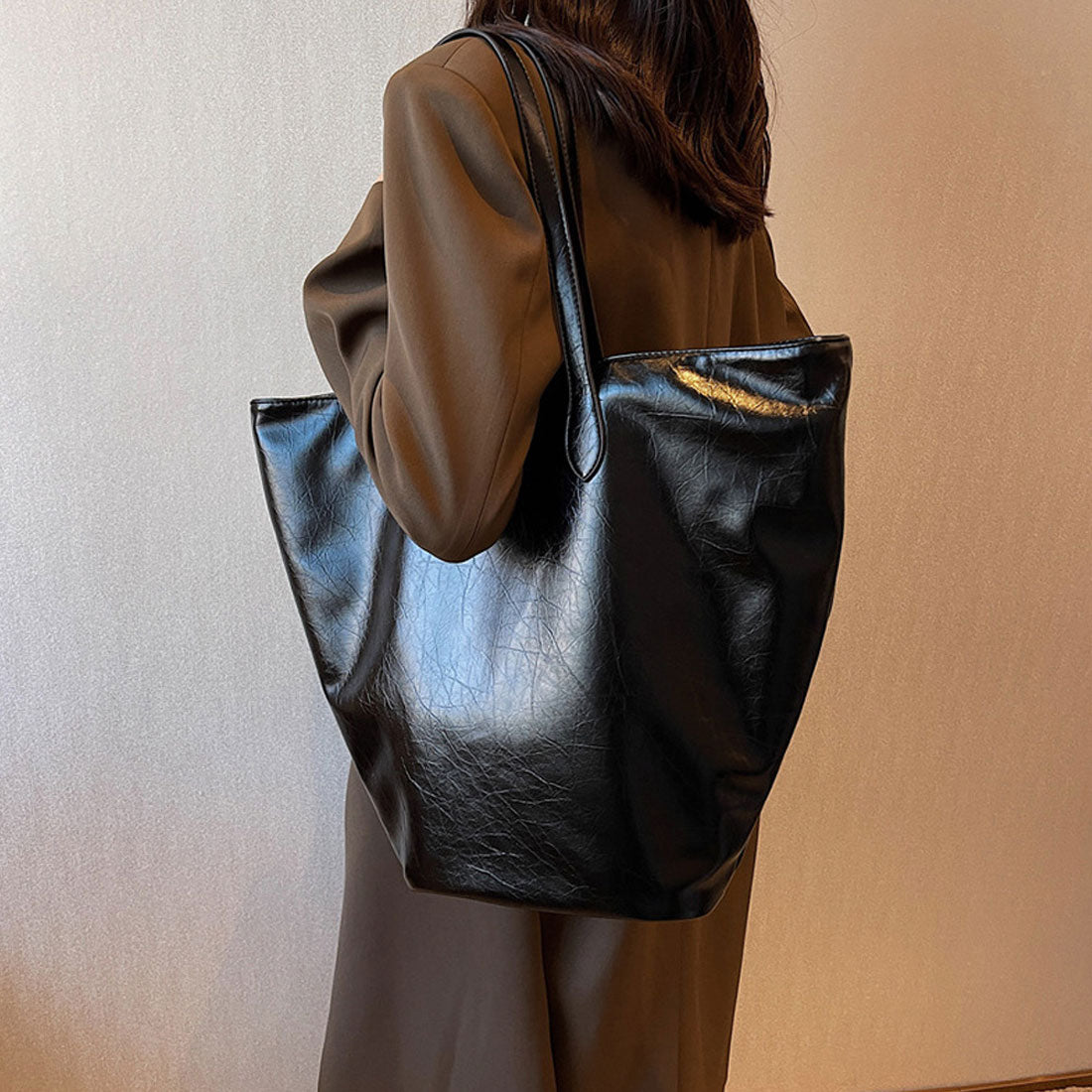 PU皮革手提袋大容量復古