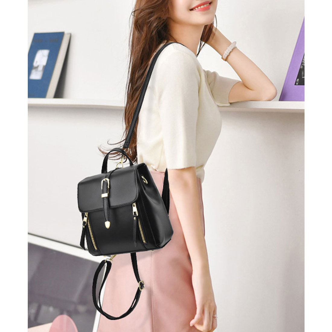 ミニミニストア miniministore リュックサック PUレザー 3way,ブラック