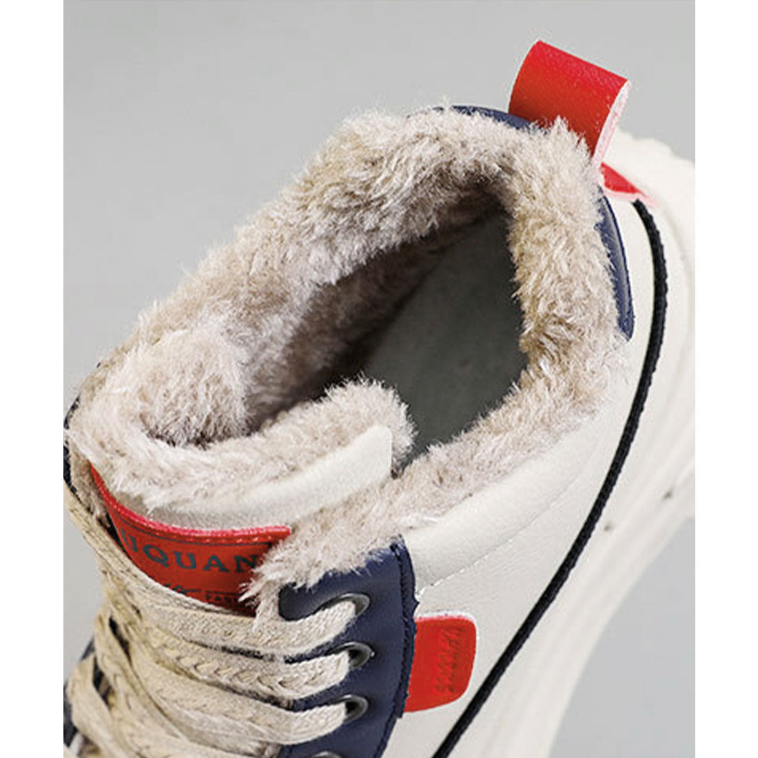 ミニミニストア miniministore 裏起毛 厚底スニーカー ハイカット韓国風 (ベージュ) ベージュ