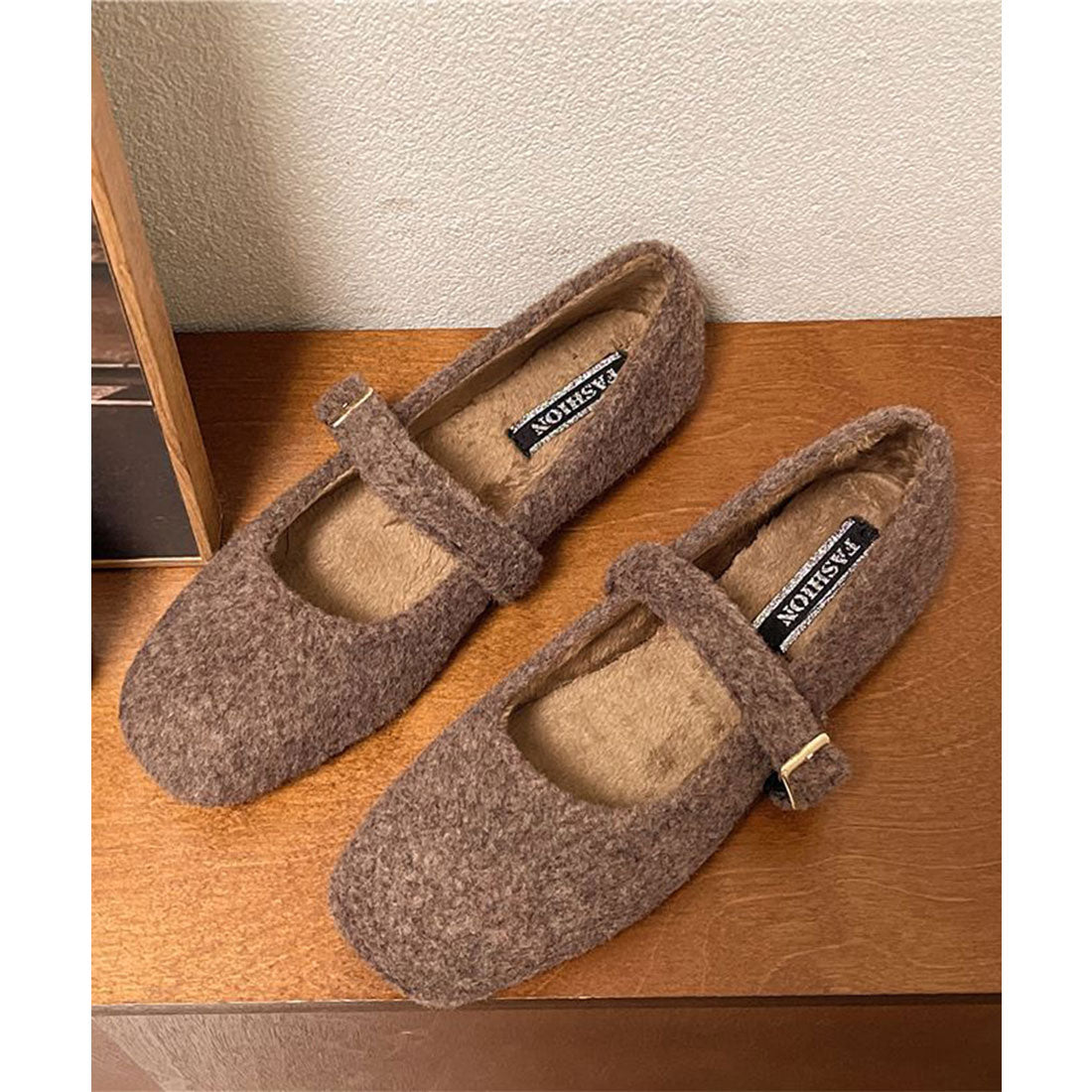 ミニミニストア miniministore メリージェーンシューズ もこもこパンプス (ブラウン) ブラウン