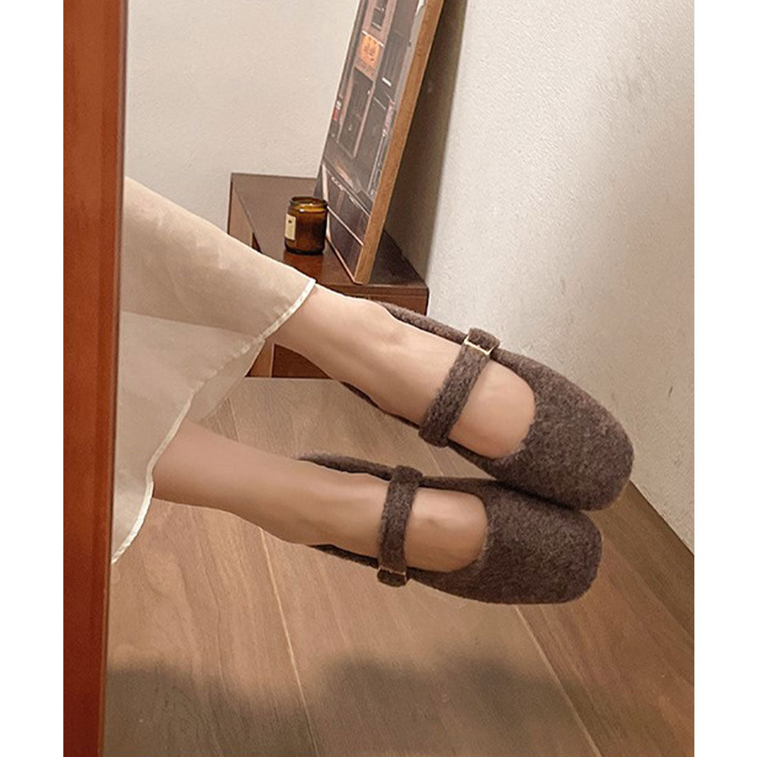 ミニミニストア miniministore メリージェーンシューズ もこもこパンプス (ブラウン) ブラウン