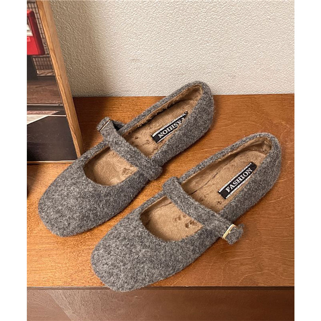 ミニミニストア miniministore メリージェーンシューズ もこもこパンプス (ブラウン) ブラウン