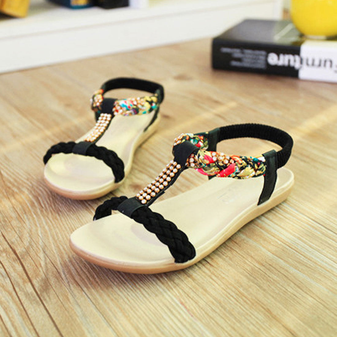 アンクルストラップ サンダル ぺたんこ ホットピンク