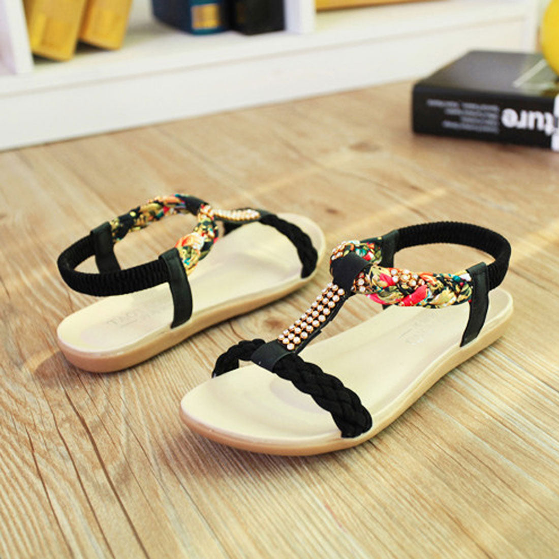 アンクルストラップ サンダル ぺたんこ ホットピンク