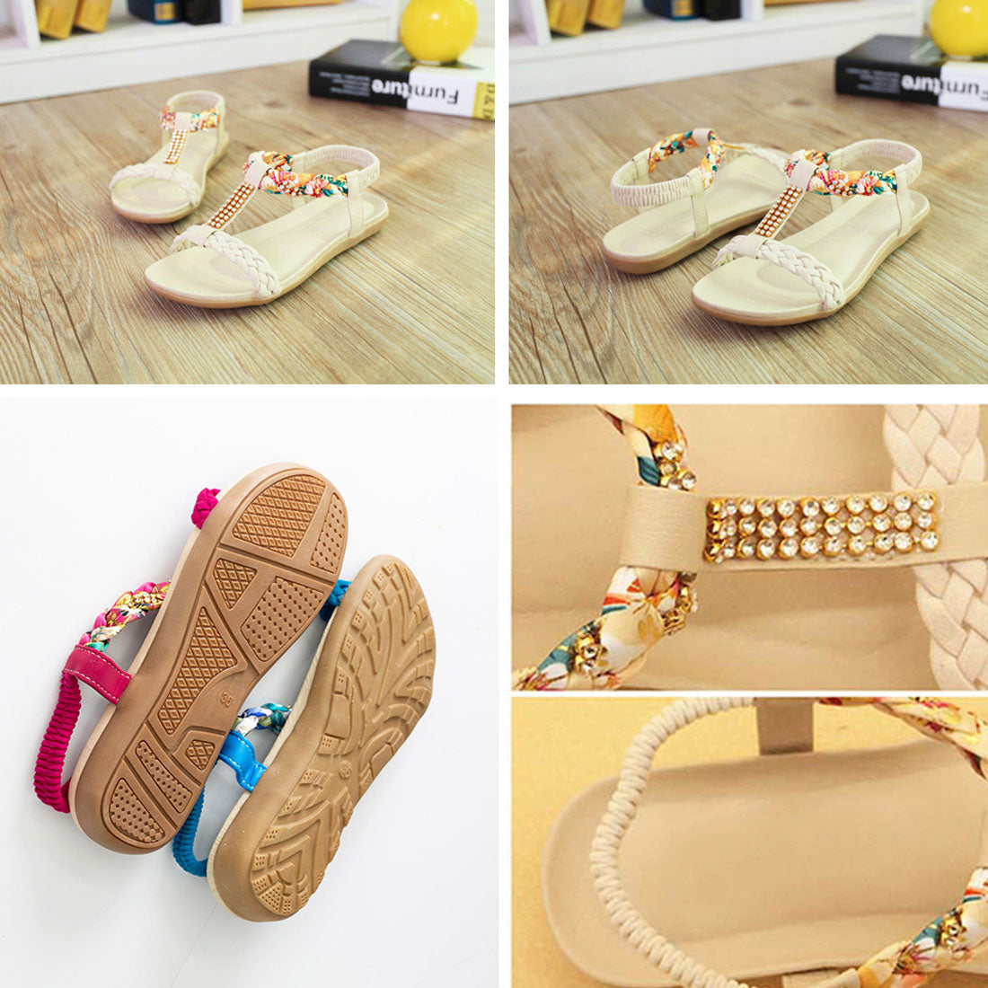 アンクルストラップ サンダル ぺたんこ ホットピンク