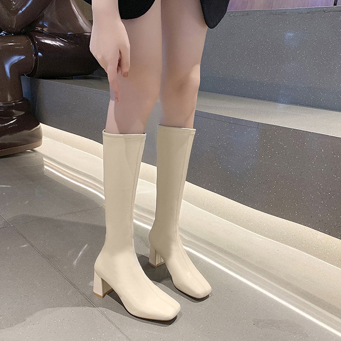 ロングブーツ ブーツ 合皮 韓国