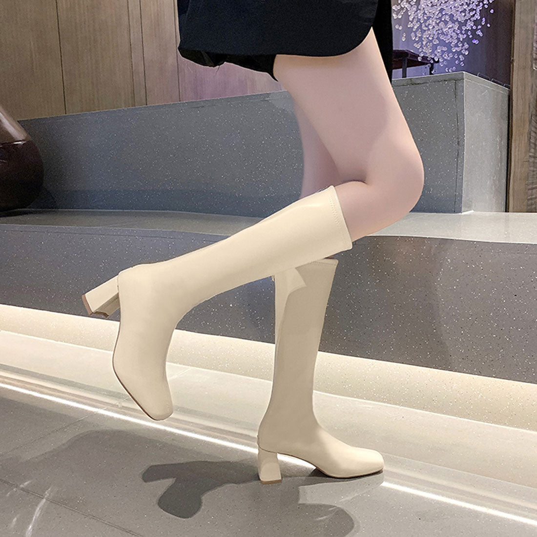 ロングブーツ ブーツ 合皮 韓国