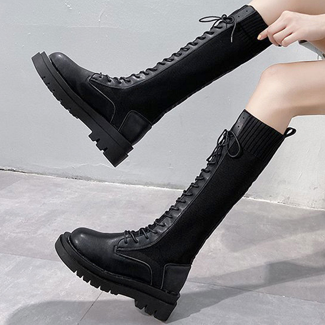 ロングブーツ ブーツレディース 韓国,ブラック