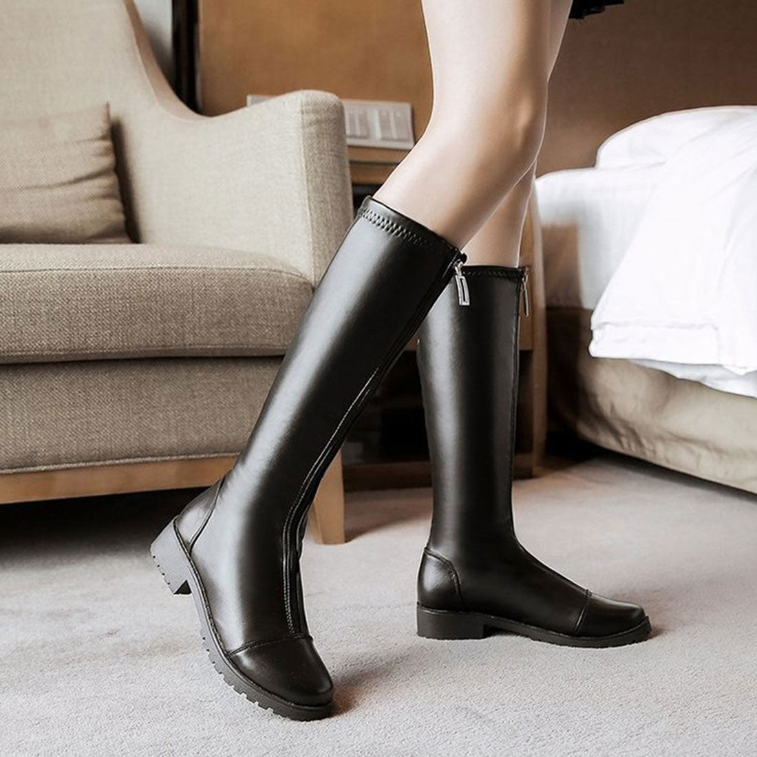 裏起毛 ジョッキーブーツ レディース 冬