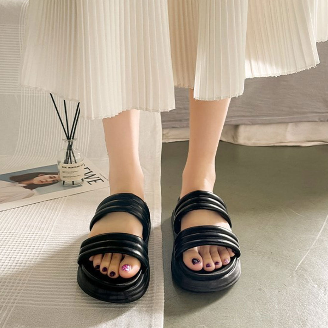 厚底サンダルレディースクロスサンダル