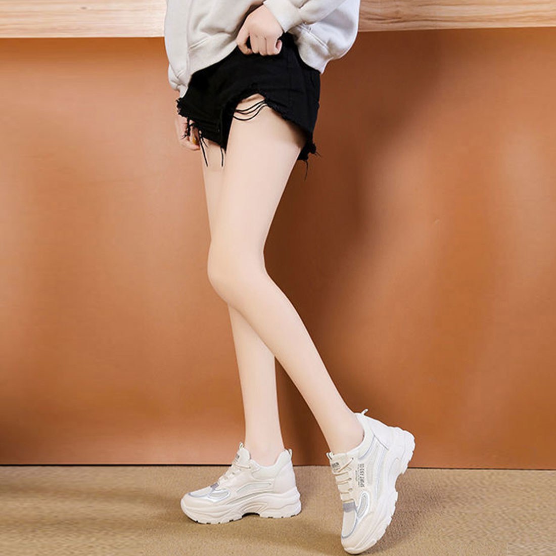 厚底ダッドスニーカーレディース メッシュ ホワイト