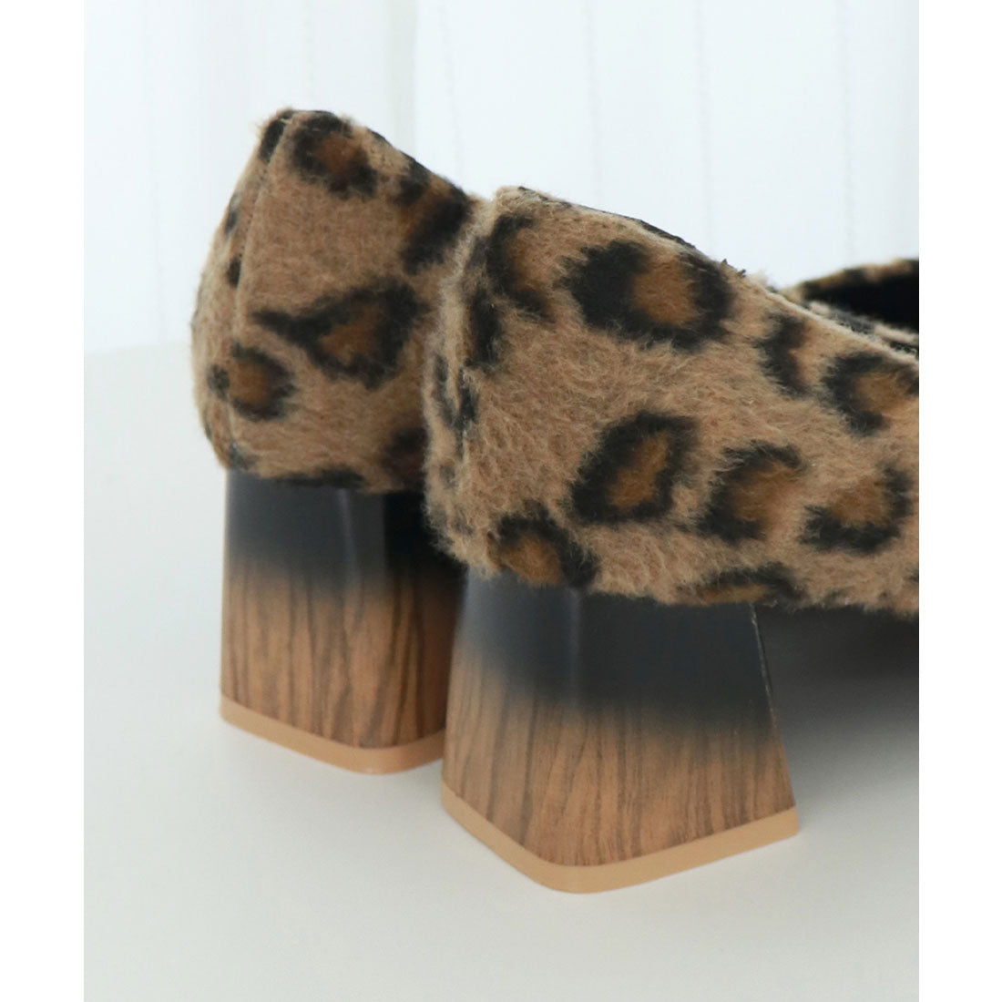 走れるパンプス レオパード柄 太ヒール キャメル