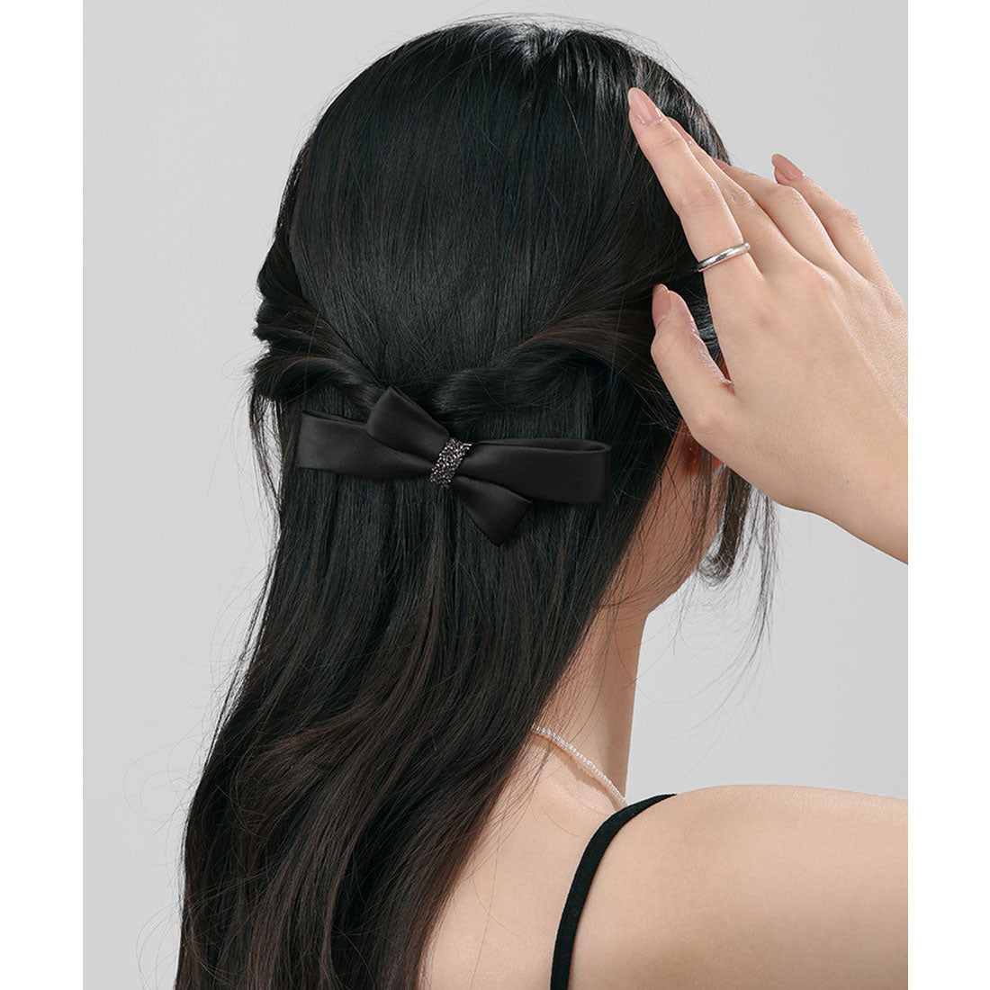 ミニミニストア miniministore ヘアクリップ リボンヘアピン 韓国風 (ブラック) ブラック