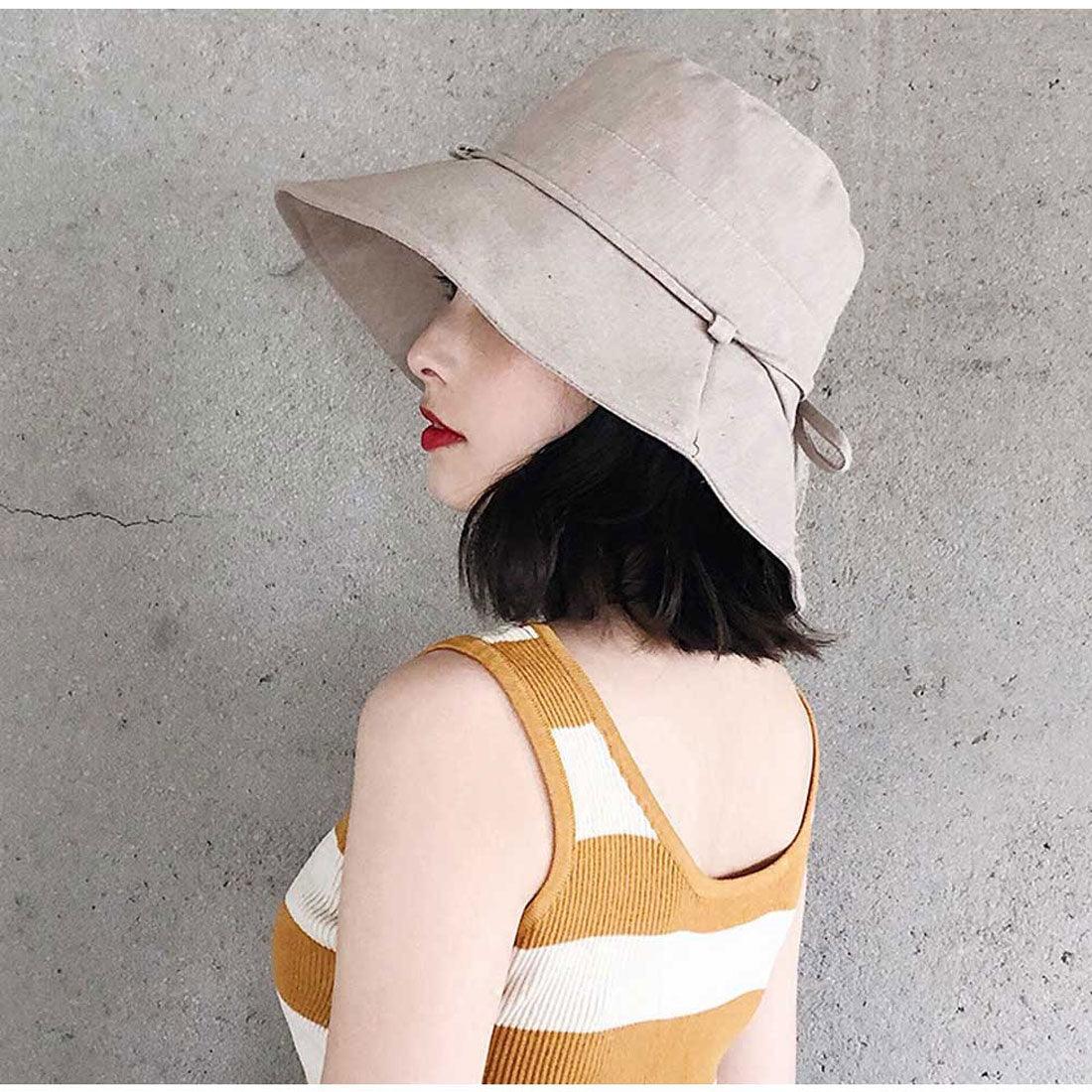リボン付きバケットハット折りたたみ春夏