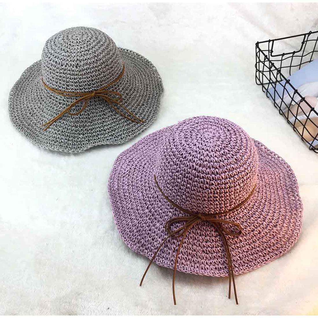 麦わら帽子 レディース 折たたみ ベージュ