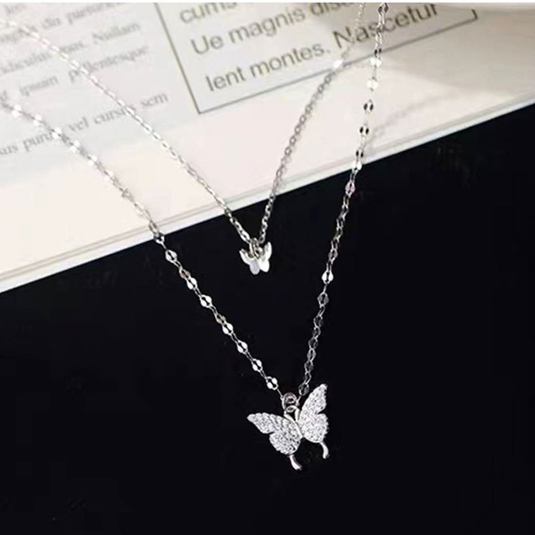 2連ネックレス 蝶々 ジュエリー 上品