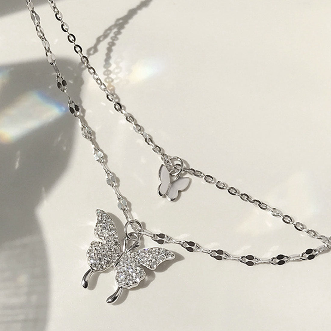 2連ネックレス 蝶々 ジュエリー 上品