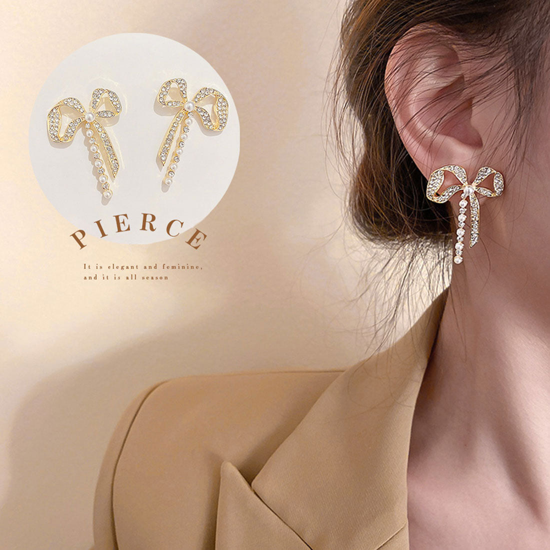 ピアス 蝶結び レディース ゴールド