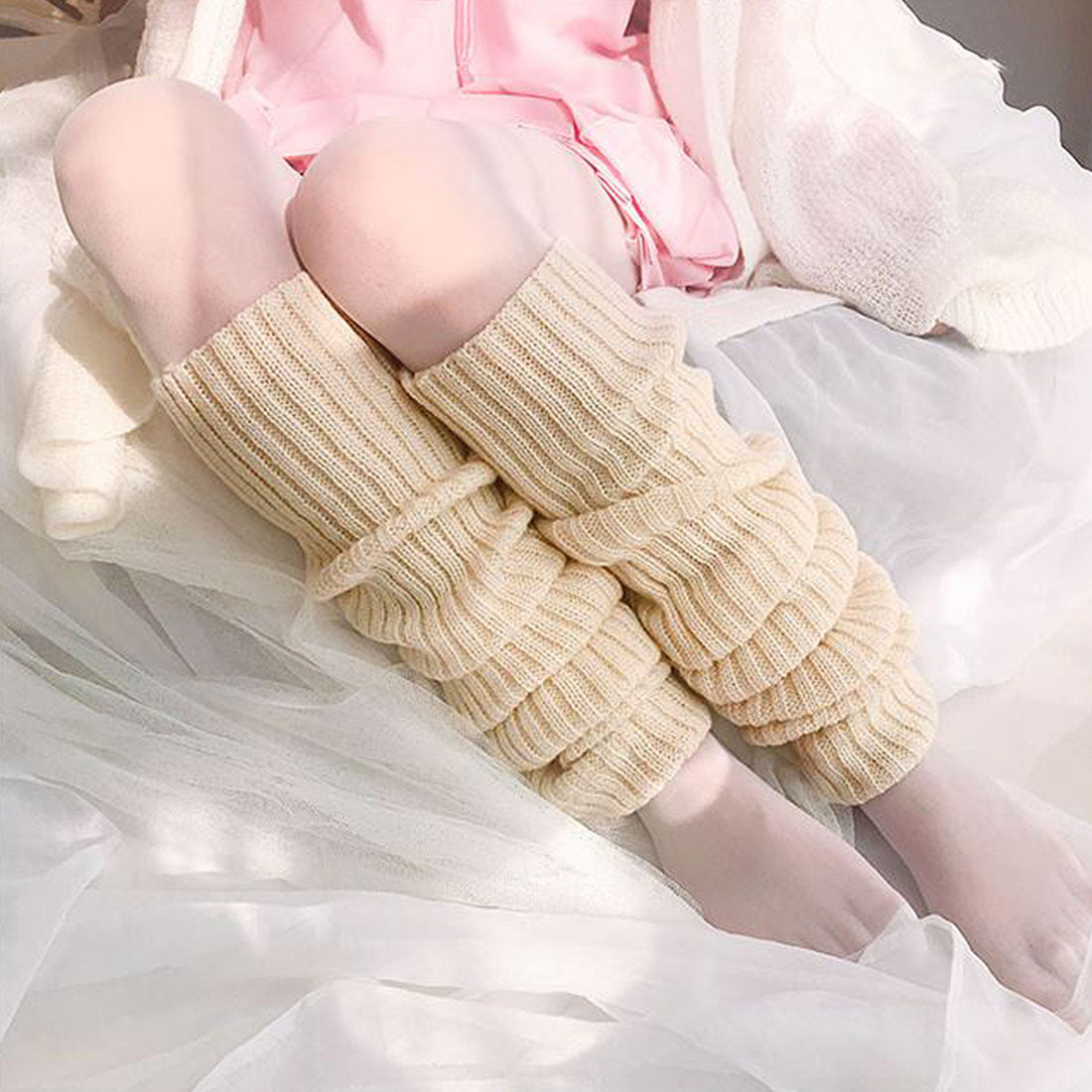 レッグウォーマー 靴下 レディース ベージュ