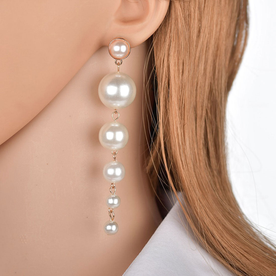ロングピアス レディース パール ホワイト