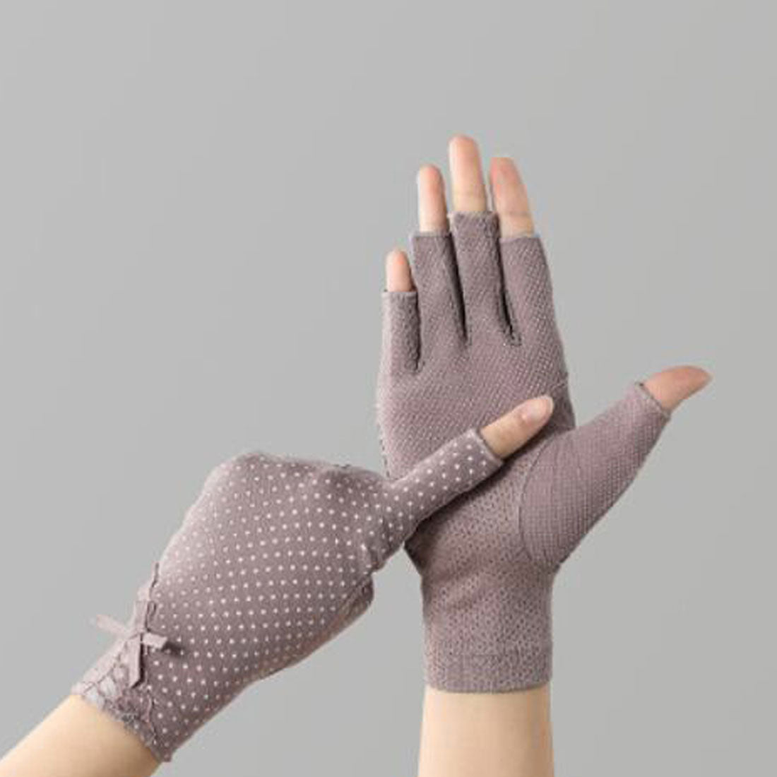 手袋 指切り レディース 紫外線対策,くすみパープル