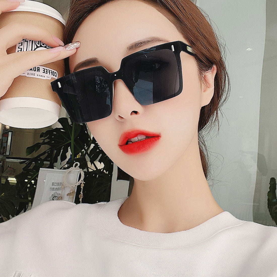 スクエアサングラス ビックフレームメガネ