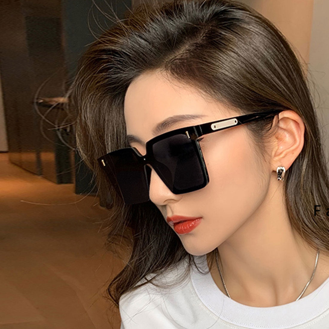 スクエアサングラス ビックフレームメガネ