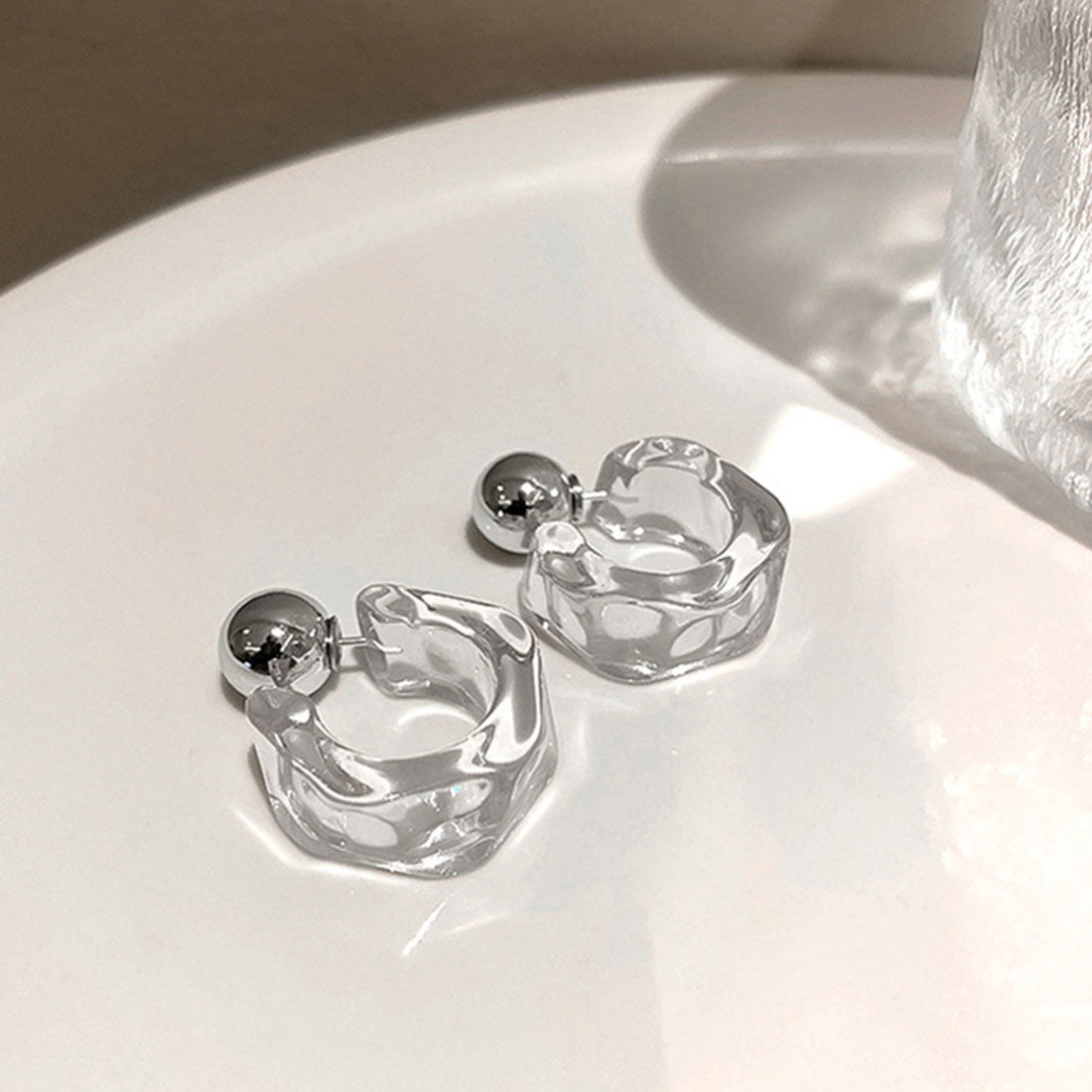 クリアピアス C型レディースフープピアス,クリア