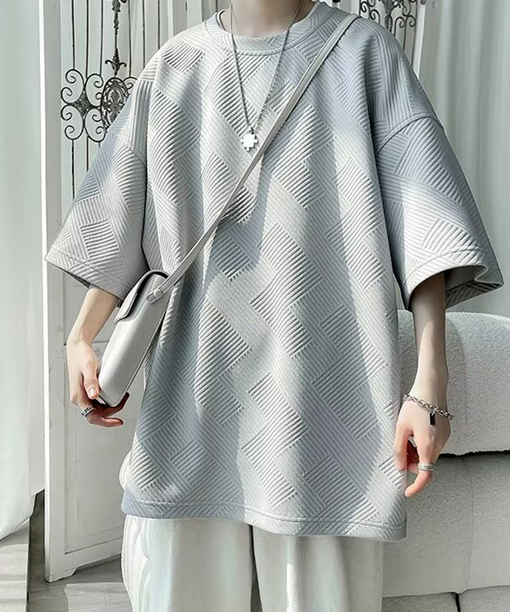 ミニミニストア miniministore ふくれ幾何学 クルーネック半袖 Tシャツ,グレー