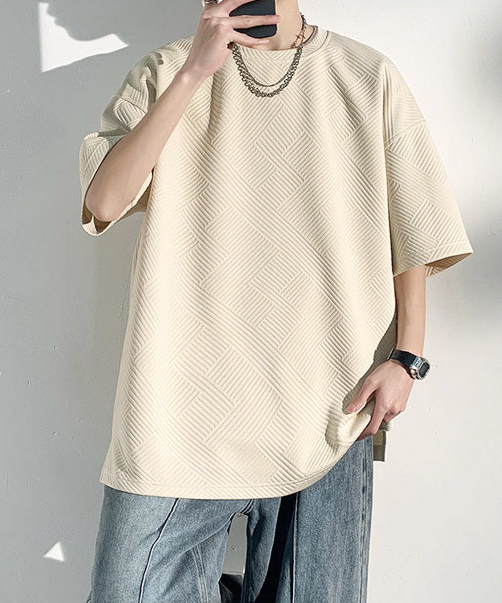 ミニミニストア miniministore ふくれ幾何学 クルーネック半袖 Tシャツ (ベージュ) ベージュ