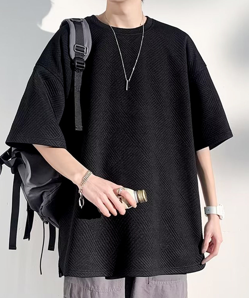 ミニミニストア miniministore ふくれ幾何学 クルーネック半袖 Tシャツ,ブラック