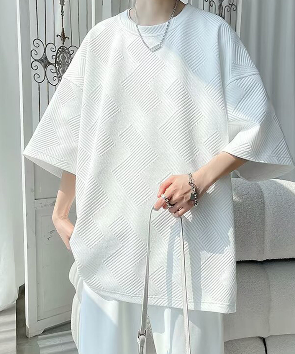 ミニミニストア miniministore ふくれ幾何学 クルーネック半袖 Tシャツ,ホワイト