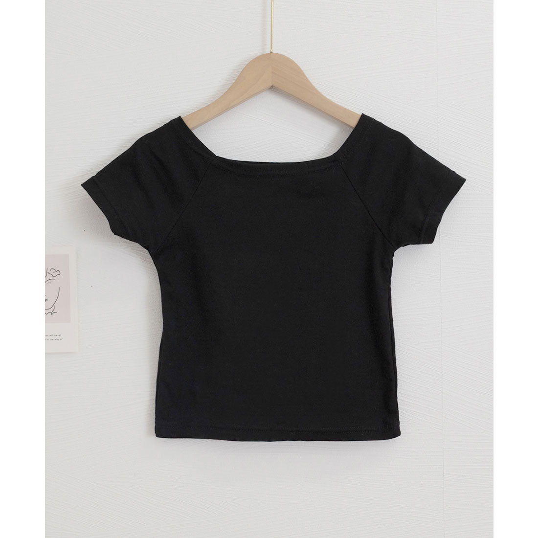 へそ出し Tシャツ夏 ショート丈トップス ブラック