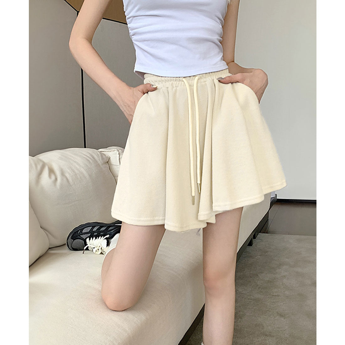 ミニミニストア miniministore シンプルAラインショートパンツレディース (ライトベージュ) ライトベージュ