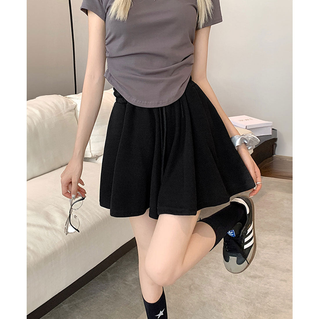 ミニミニストア miniministore シンプルAラインショートパンツレディース (ライトベージュ) ライトベージュ