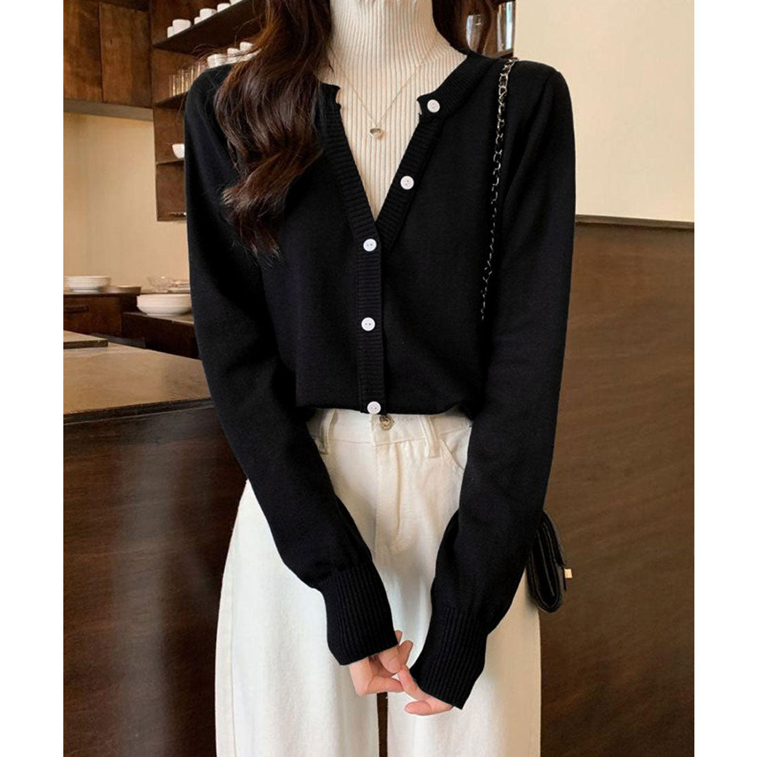 miniministore Layered Style Knit Top High Neck