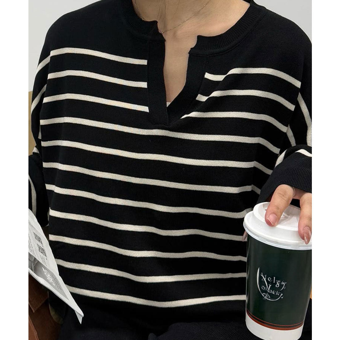 ニットセットアップ トップスパンツセット ベージュ