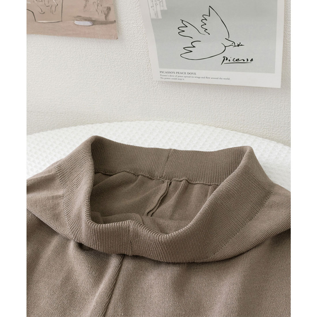 ニットセットアップ トップスパンツセット ベージュ