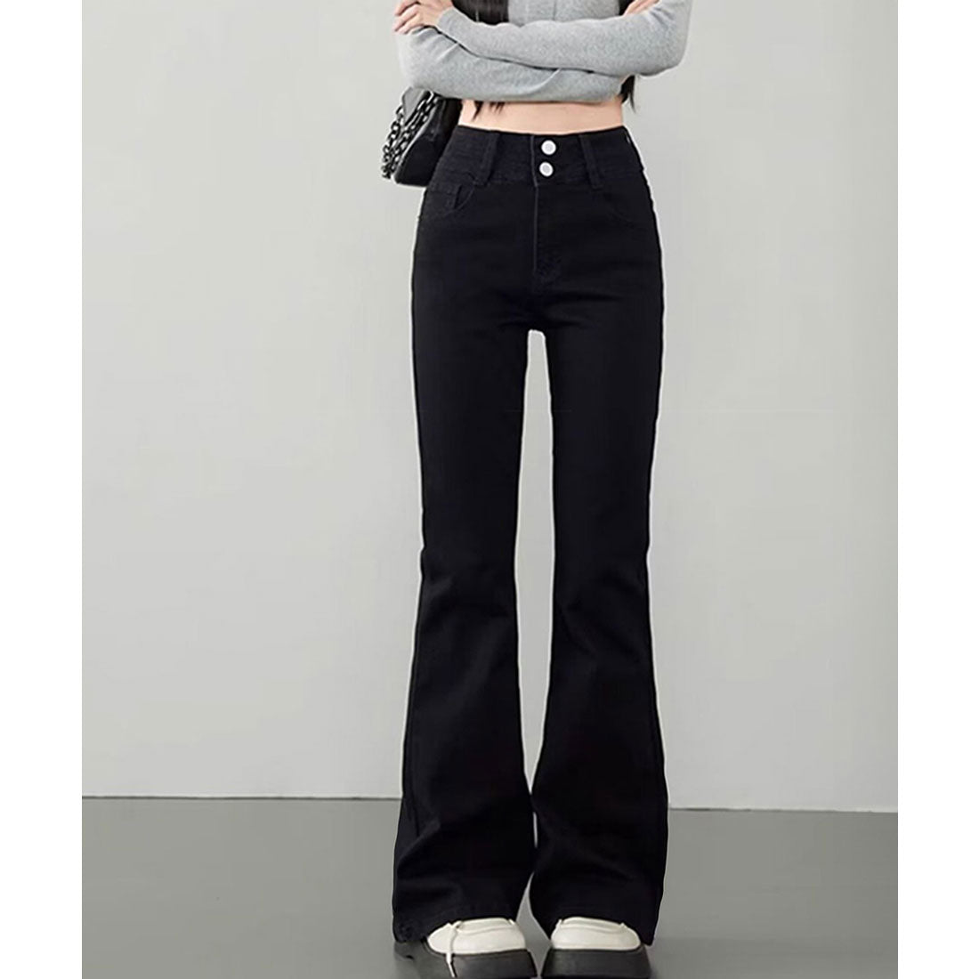 ミニミニストア miniministore セミフレアデニムパンツ 美脚デニムパンツ